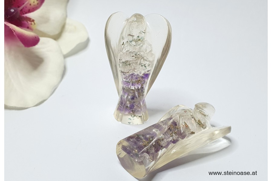 Orgon Edelstein Engel Amethyst & Bergkristall, 50mm
